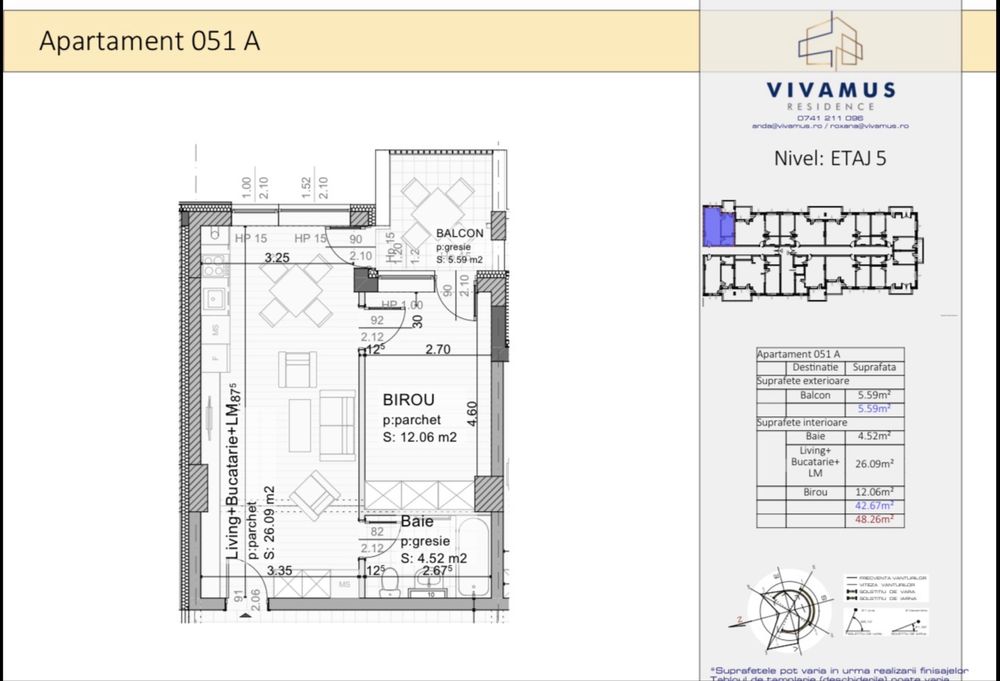 Studio de inchiriat 42 + 6mp terasa / Direct proprietar!