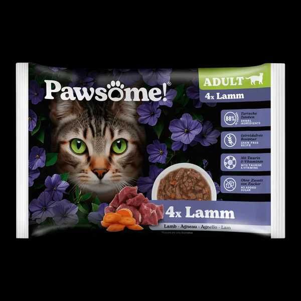 Pawsome! Grain Free мокра храна за котки с Агнешко или Телешко 4х85г