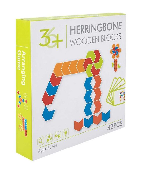 Логическа дървена игра с 42 части - мозайка с включени карти