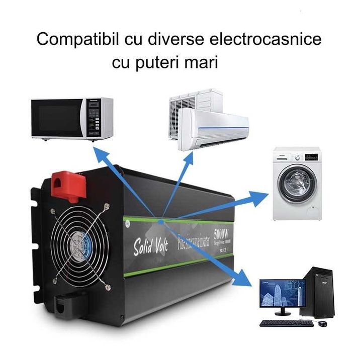 Invertor  2000/4000/5000/6000/7000/10000W, 12-24V/220 sinus pur