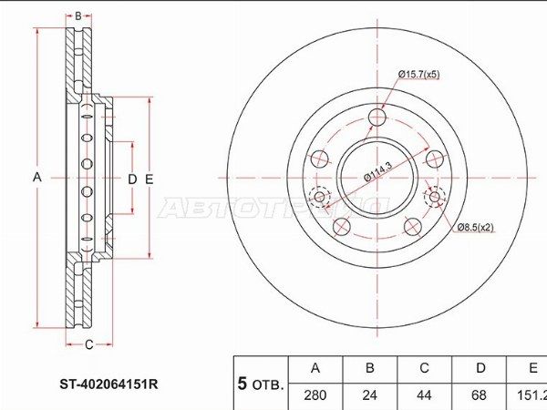 Диск тормозной передний Dacia Duster
