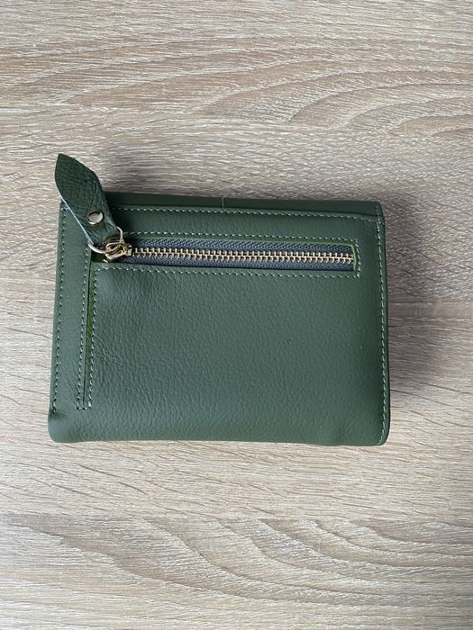 Portofel din piele naturala verde kaki nou