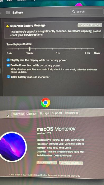 Laptop Macbook Pro (retina, 13inch, early 2015, silver 500GB)