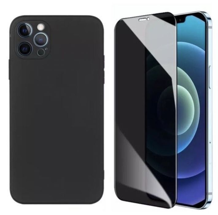 Husa Silicon Shild si Folie Sticla 6D PRIVACY Iphone 11 12 13 PRO MAX