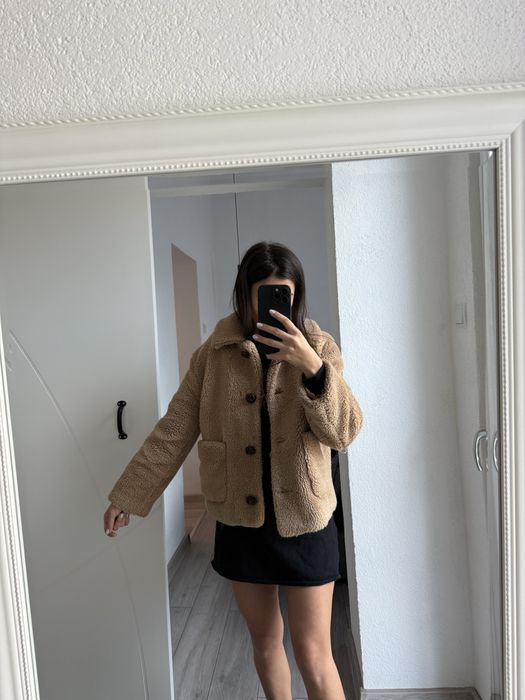 Яке, естествена яка, блестящо, палто