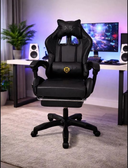 Геймърски стол с масаж и поставка за крака