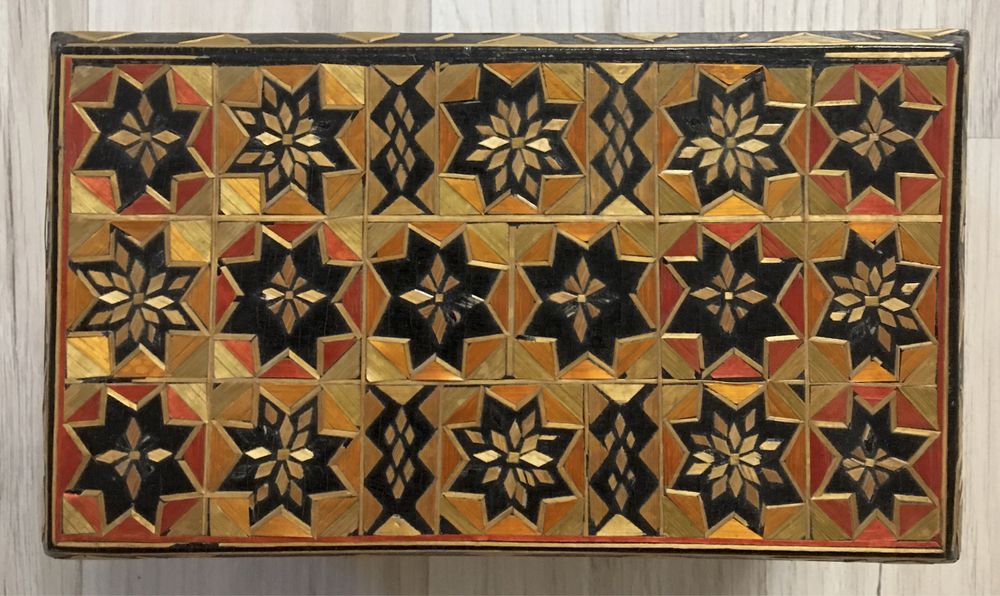 Cutie Veche Lemn de Colectie Vintage Bijuterii