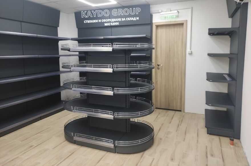 Овален островен стелаж със заоблени краища- наличен СИВ ГРАФИТ МАТ и бял гланц