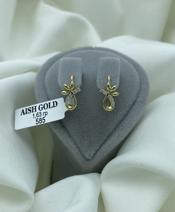 Детские серьги 585 золото, қизлар учун зираклар 585 тилла