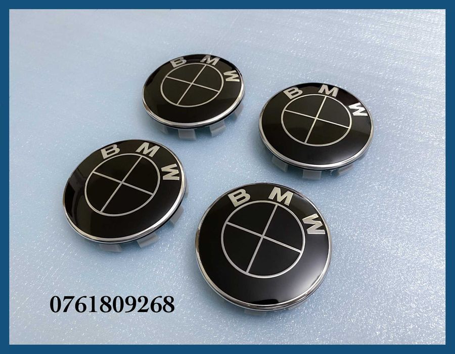 Set 4 capace negre 68mm jante aliaj BMW seria 1 2 3 4 5 6 7 X1 X3 X5 X6