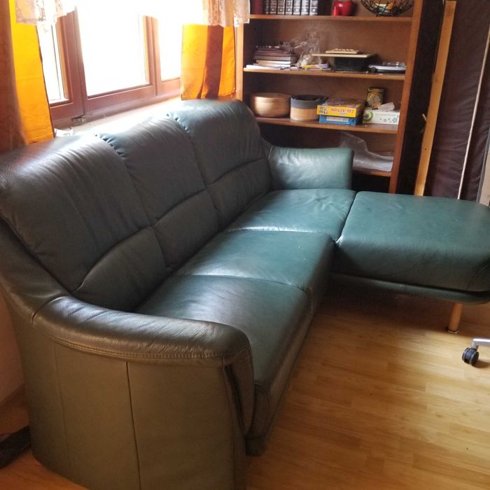 Canapea/Colțar Himolla din piele verde  | Fabricată în Germania