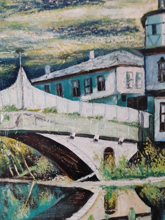 Стара картина "Трявна" 1972г Тодор Калпакчиев