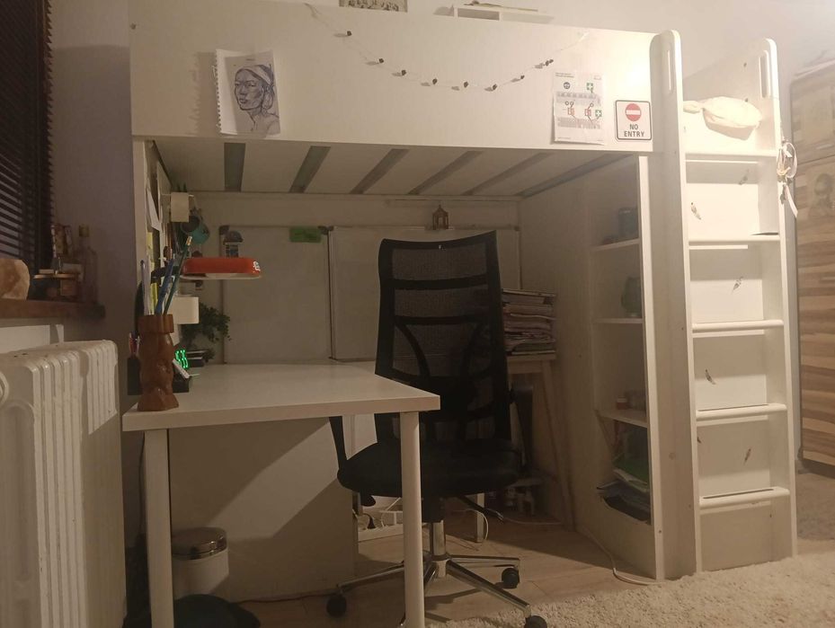 Set compact cameră copii-pat cu scară, dulap,rafturi,birou