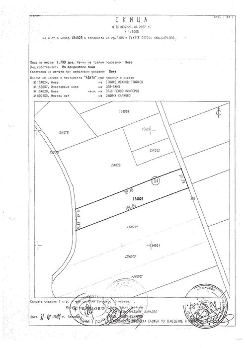 Продава се изгодно парцел в регулация с изтекъл ПУП в гр. Баня
