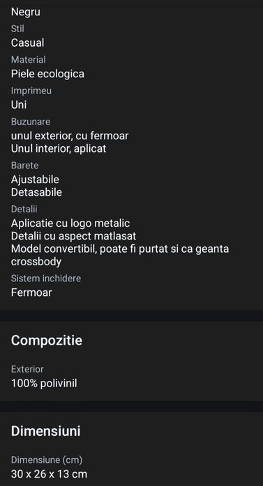 Rucsac de piele ecologica, Negru