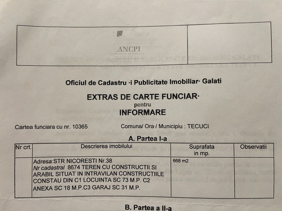 Casa Tecuci teren 670mp+anexe/2 iesiri strada Nicoresti-Andrei Saguna