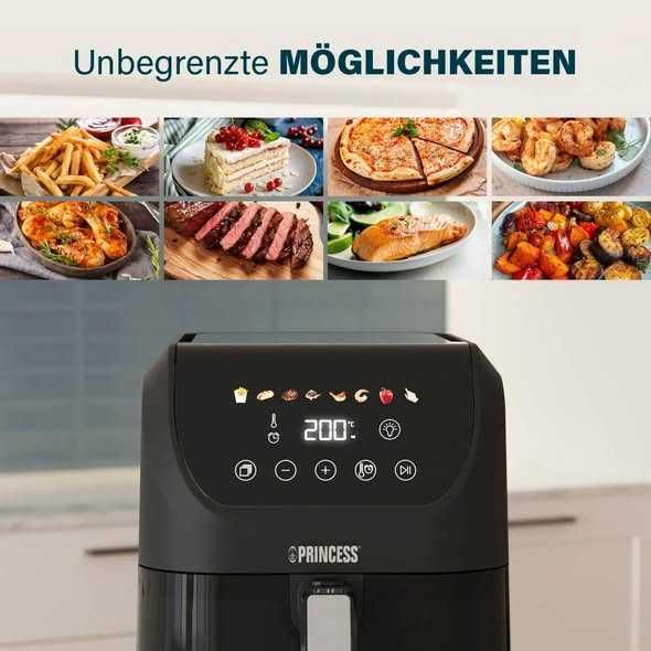 Friteuza cu aer cald Princess SlimFry 8L, 2000W, Digitala, Garantie