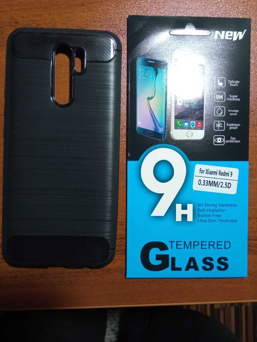 Калъф и Темперирано стъкло за телефон Xiaomi Redmi 9 Black и Redmi 8