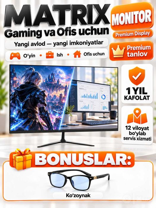 Monitor MATRIX 24″ 120Hz Full HD, gaming va ofis uchun ideal tanlov