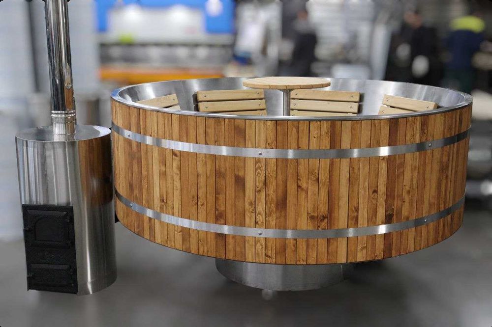 Ciubar inox cu soba pe lemne