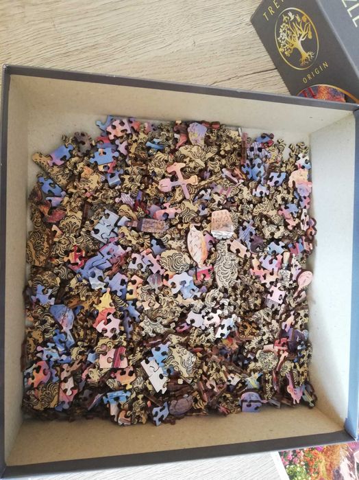 Дървен пъзел Trefl - Wood Craft, Залез над Golden Gate, 1000 части