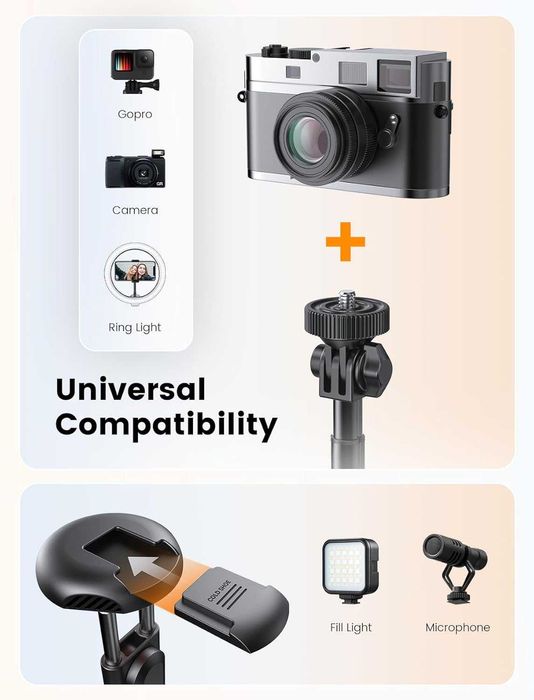 Trepied extensibil pentru telefon / selfie stick 180cm, cu telecomanda