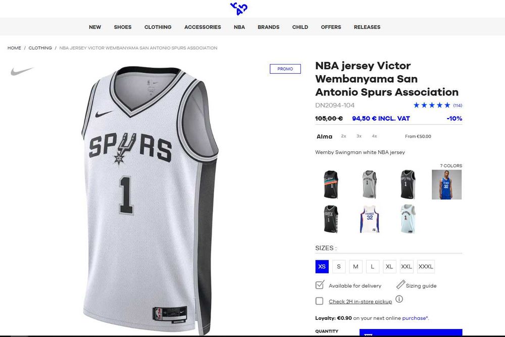 Nike NBA jersey Victor Wembanyama San Antonio Spurs потник /екип