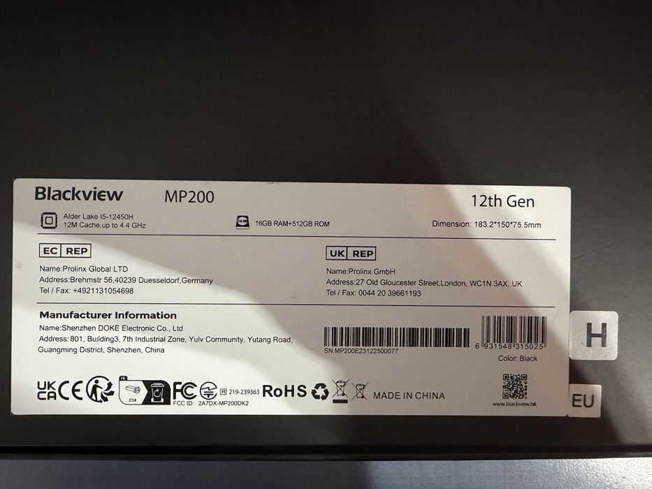 Mini PC i5 12450H 16GB SSD 512GB Blackview
