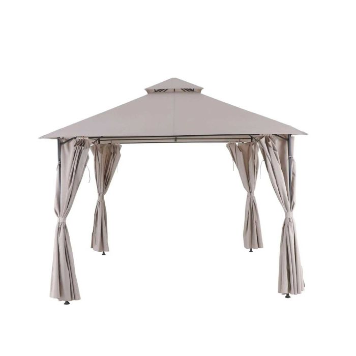 Pavilion CORT Foisor Patrat Impermeabil Evenimente Gradina Curte Terasa Maro Bej + Pereti Laterali 3 x 3 x 2.8 metri Livrare GRATUITA HR
