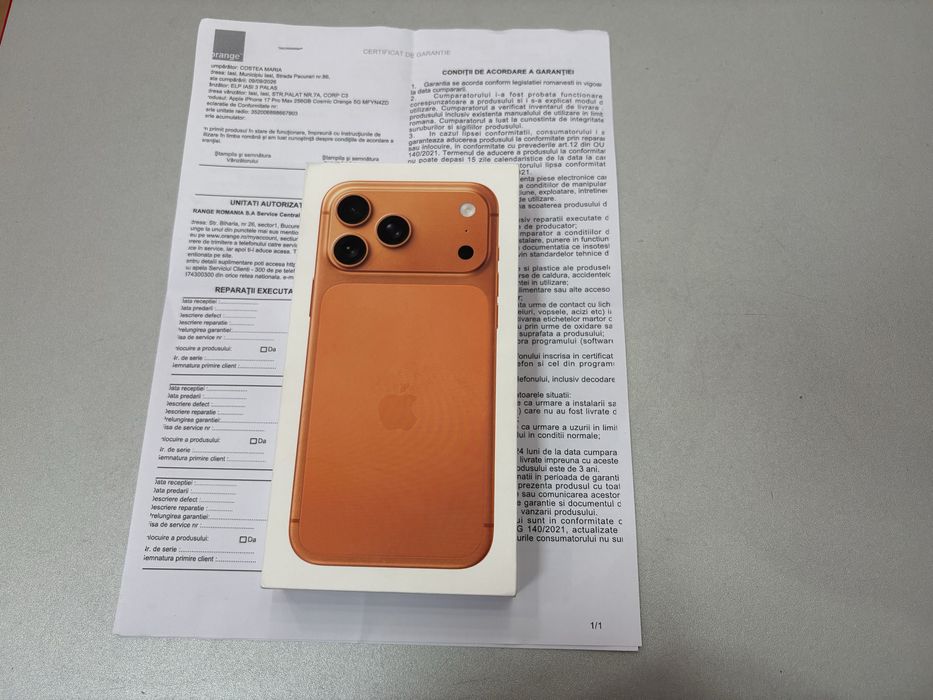 iPhone 17 Pro Max, 256GB, Cosmic Orange, Nou