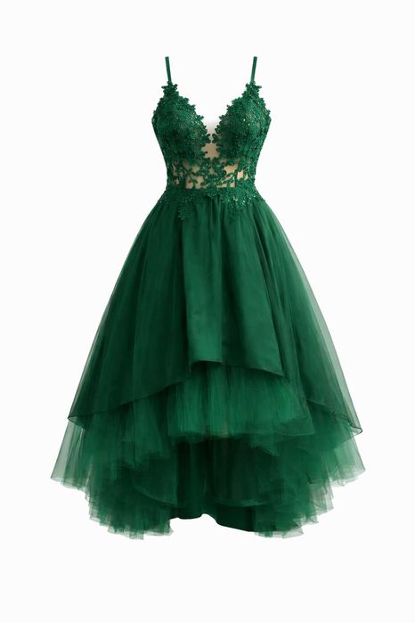 Елегантна зелена коктейлна рокля – размер х/s