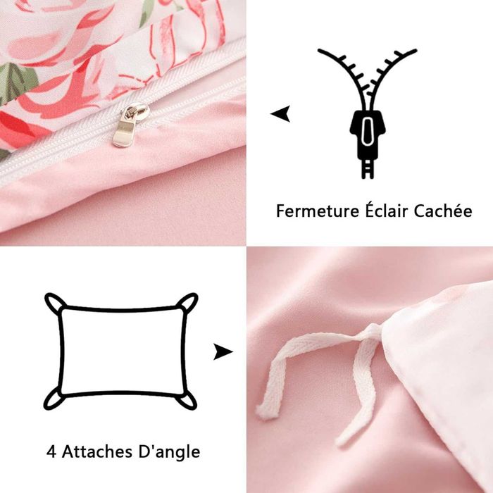 Lenjerie de Pat Florala 140x200cm - Microfibra Premium - Fermoar Noua