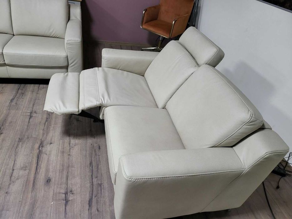 Кремав кожен комплект дивани две двойки HUKLA KS473120