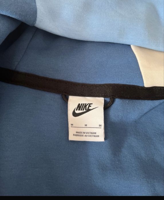 Nike sportswear tech fleece graphic full zip hoodie blue/white size M