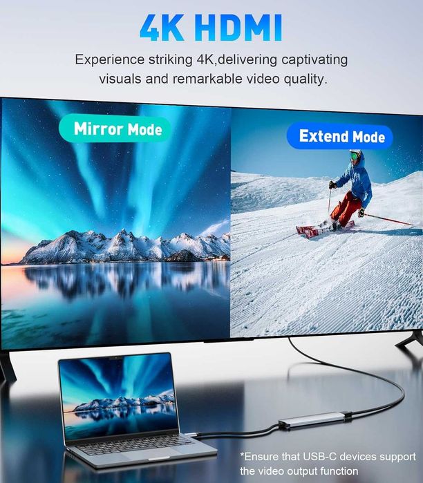 Мултифункционален USB-C Адаптер 3-в-1 UANTIN – 4K HDMI, USB 3.0