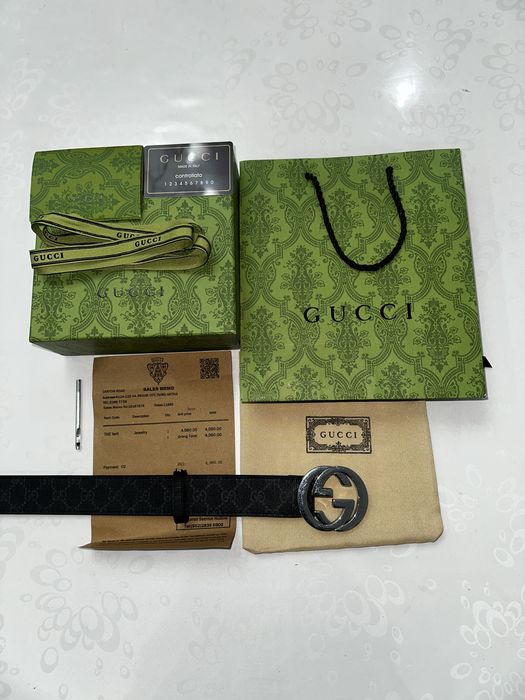 Ремень Gucci GG Supreme Black Silver