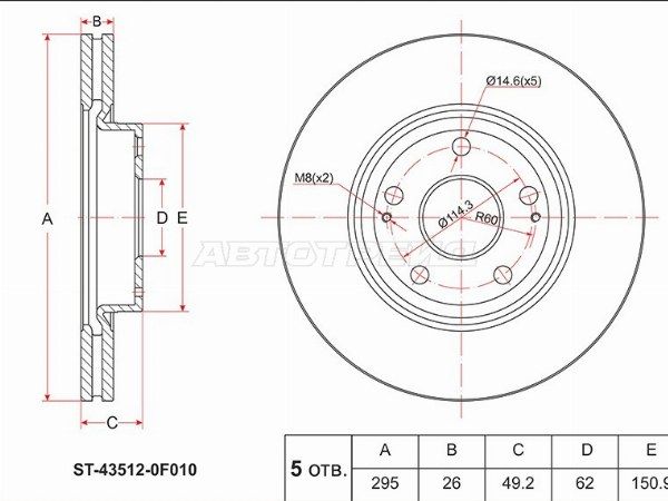 Диск тормозной Toyota Avensis