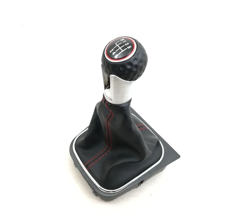 Топка скоростен лост с маншон червен шев VW Golf MK5,MK6, Jetta, EOS