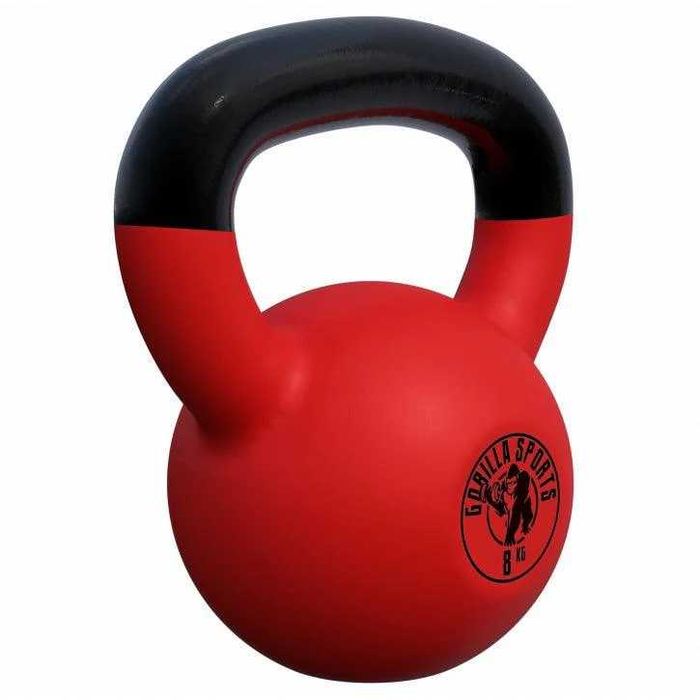 Kettlebell din fontă turnată cu înveliș de cauciuc 8 KG Gorilla Sports