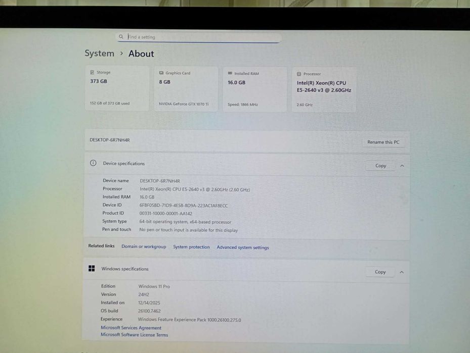 Геѝмърски компютър, Xeon 2640 v3 8/16, gtx 1070ti 8gb, 16 Ram, 400 ssd