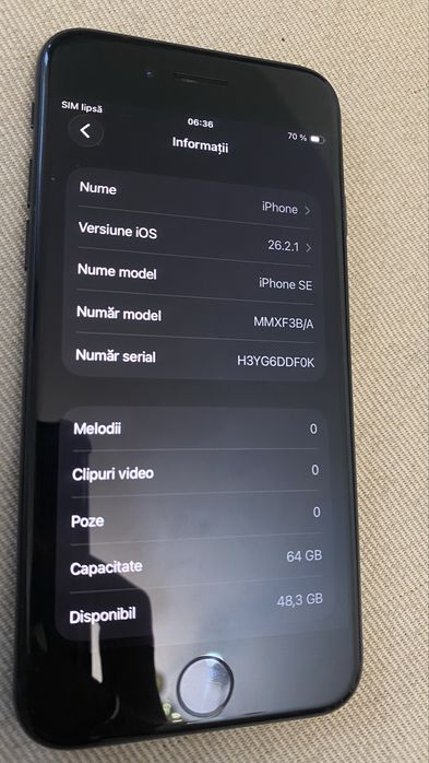 Iphone SE 3 2022 64 gb 100% baterie, fara defecte