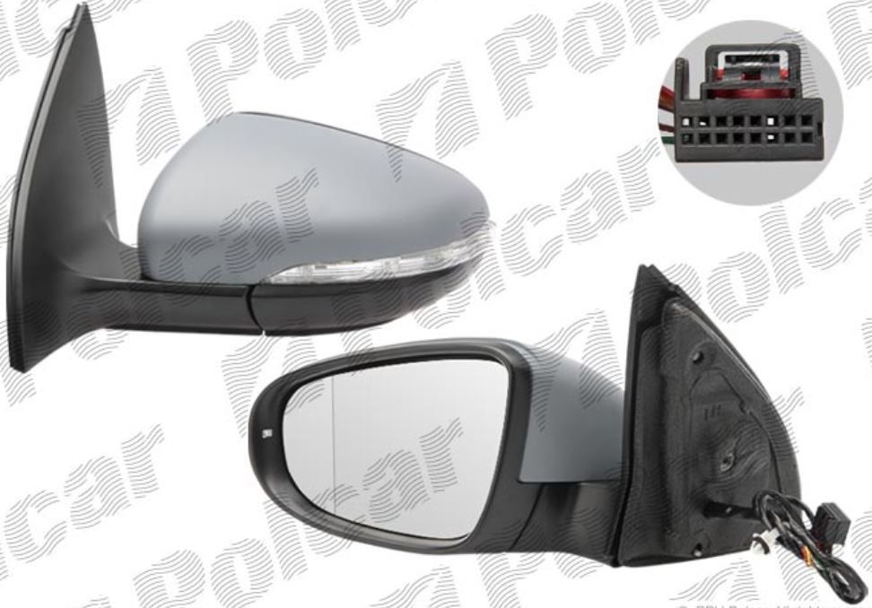 Oglinda usa exterioara VW Golf 6 (5k), 10.2008-2013, Hatchback, partea Dreapta, reglare electrica; grunduit; incalzit; sticla convexa, Aftermarket