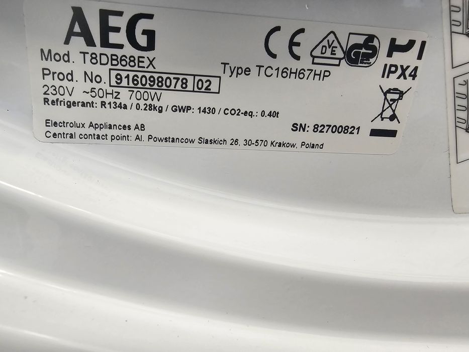 Сушилня с термопомпа AEG 8000 series T8DB68ЕХ А+++