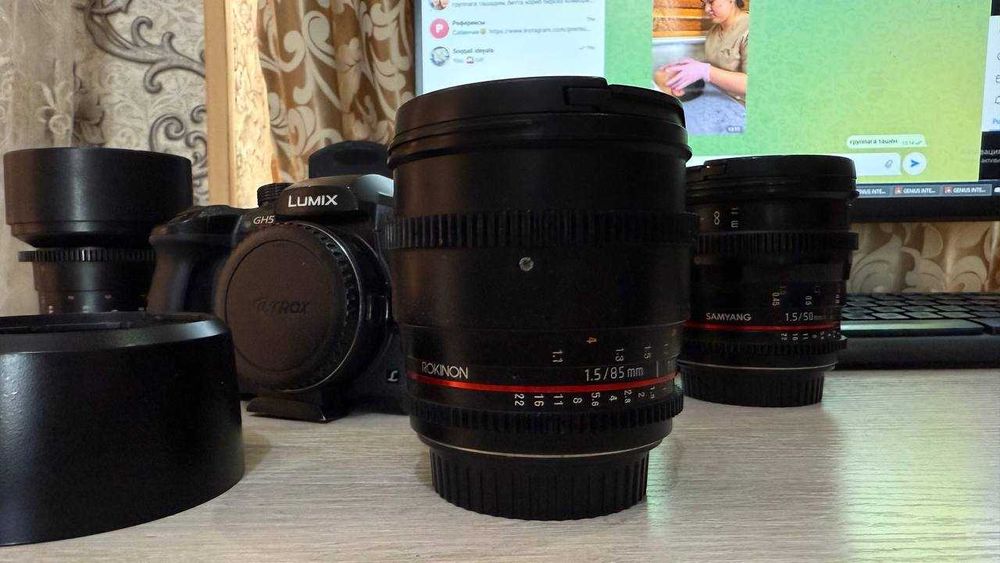 Panasonic Lumix GH5s + 4 ta obyektiv + batareyalar