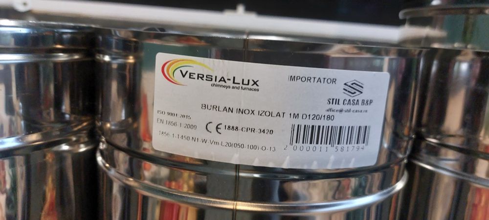 Burlane și teu din inox duble, izolate, 120/180 mm  NOI,cu factură