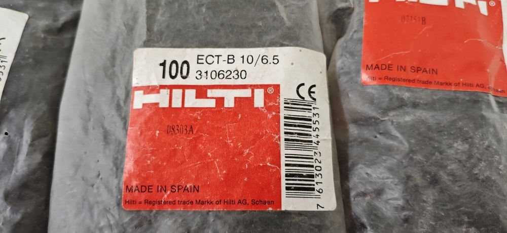 Lot 300 bucăți (3 pungi) dibluri / suporturi coliere HILTI ECT-B 10/6.5