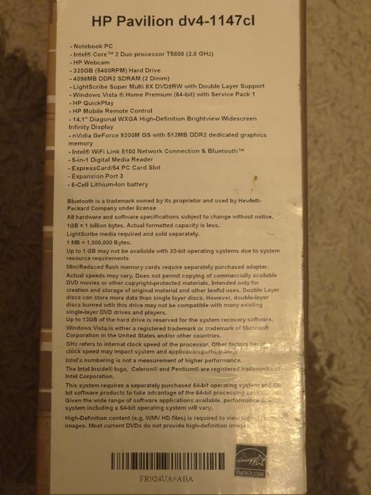 Laptop HP Pavilion dv4-1147cl – Windows 7, NVIDIA, retro / colecție