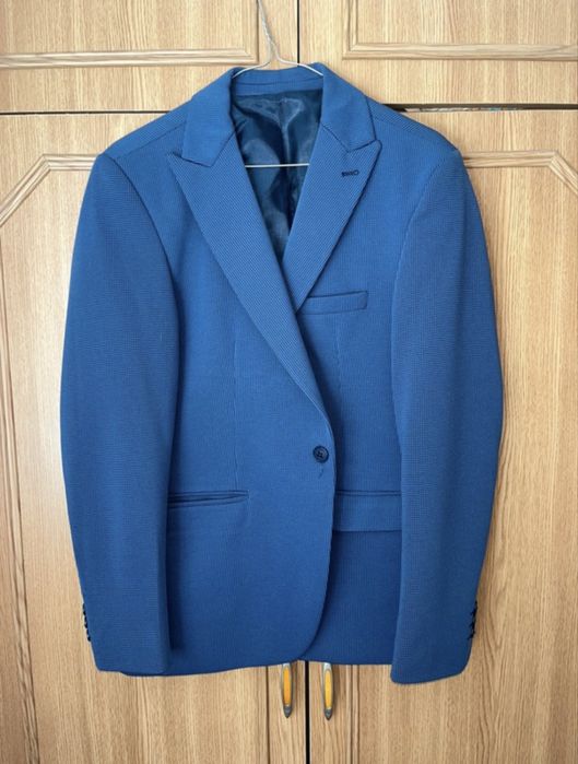 Sacou Bărbați Albastru 50 Slim Fit Nou