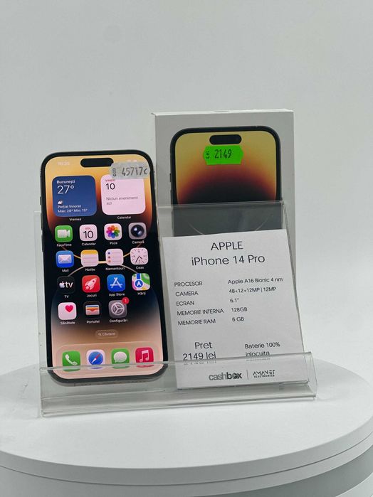 Iphone 14 Pro 128GB Bat100 Inlocuita Garantie 24 Luni CashBox