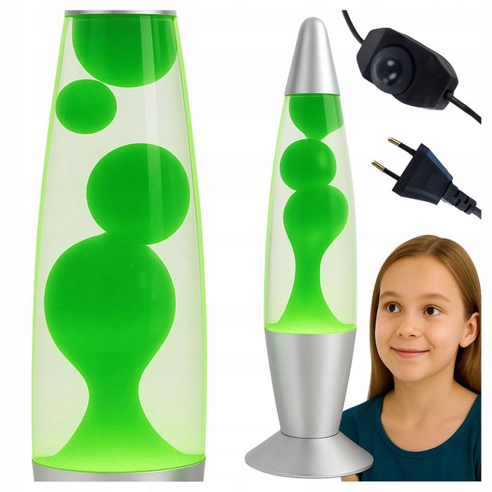 Lampa decorativa cu lava, verde, 34 cm